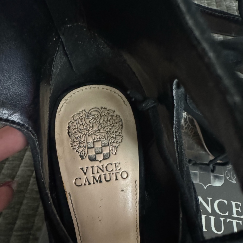 Vince Camuto Black Suede Lace-Up Heels - Picture 7 of 9